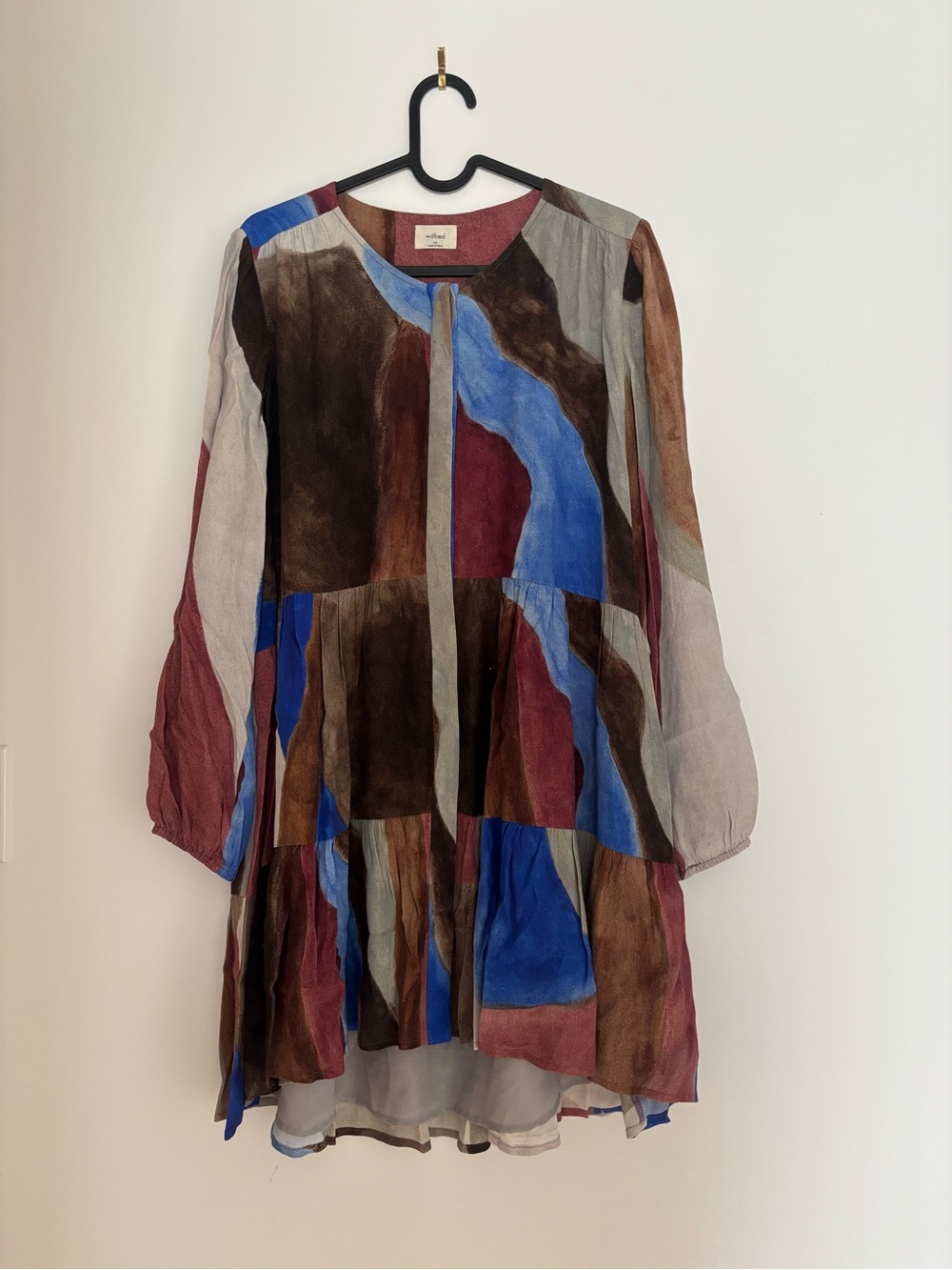 Wilfred Multicolor Abstract Tiered Long Sleeve Dress